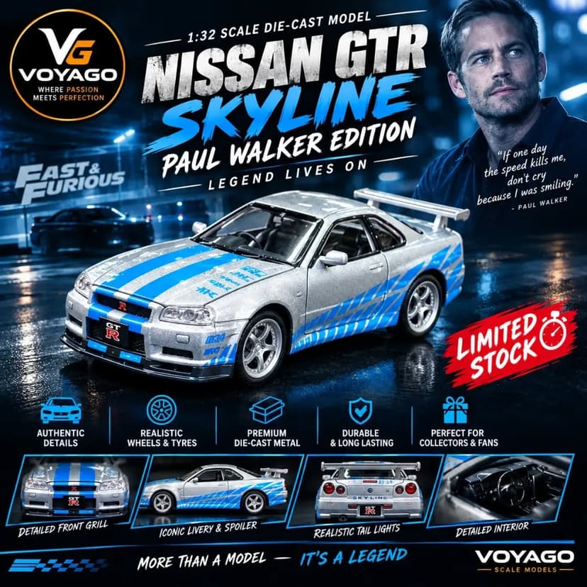 Nissan GT-R Skyline Paul Walker Edition 1:32 Scale